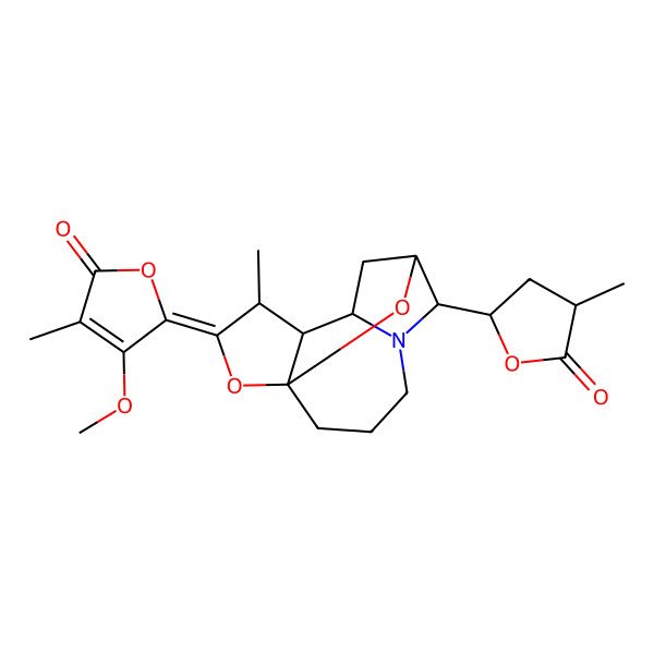 2D Structure of (5E)-4-methoxy-3-methyl-5-[(1R,4S,5R,6S,8S,9S)-4-methyl-9-[(2S,4S)-4-methyl-5-oxooxolan-2-yl]-2,14-dioxa-10-azatetracyclo[6.5.1.01,5.06,10]tetradecan-3-ylidene]furan-2-one