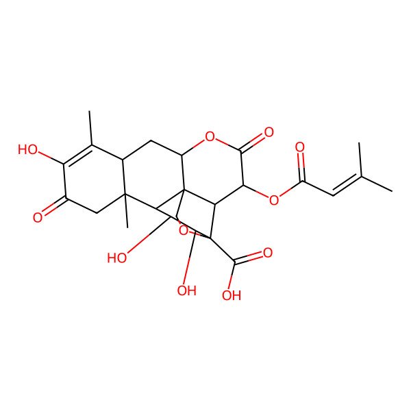2D Structure of 10,15,16-Trihydroxy-9,13-dimethyl-3-(3-methylbut-2-enoyloxy)-4,11-dioxo-5,18-dioxapentacyclo[12.5.0.01,6.02,17.08,13]nonadec-9-ene-17-carboxylic acid