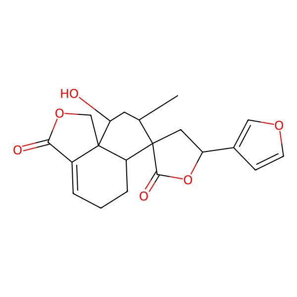 2D Structure of 5'-(furan-3-yl)-10-hydroxy-8-methylspiro[5,6,6a,8,9,10-hexahydro-1H-benzo[d][2]benzofuran-7,3'-oxolane]-2',3-dione