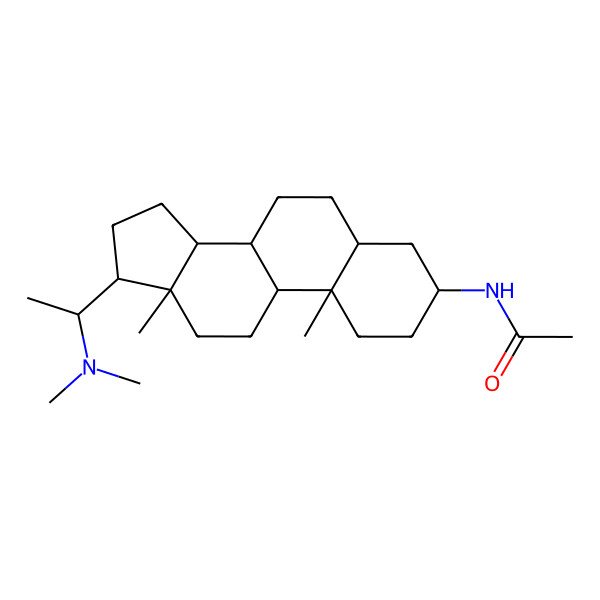 2D Structure of N-[(3S,5S,8S,9S,10S,13S,14S,17S)-17-[(1S)-1-(dimethylamino)ethyl]-10,13-dimethyl-2,3,4,5,6,7,8,9,11,12,14,15,16,17-tetradecahydro-1H-cyclopenta[a]phenanthren-3-yl]acetamide