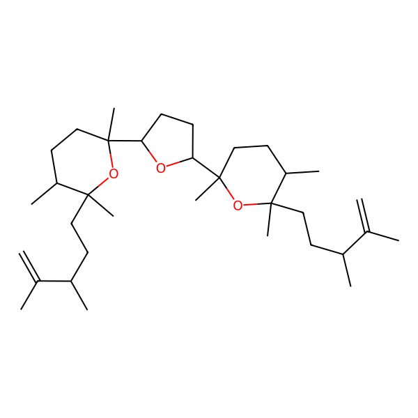 2D Structure of 2-(3,4-Dimethylpent-4-enyl)-6-[5-[6-(3,4-dimethylpent-4-enyl)-2,5,6-trimethyloxan-2-yl]oxolan-2-yl]-2,3,6-trimethyloxane