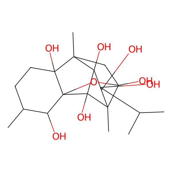 2D Structure of 3,7,10-Trimethyl-11-propan-2-yl-15-oxapentacyclo[7.5.1.01,6.07,13.010,14]pentadecane-2,6,9,11,12,13,14-heptol