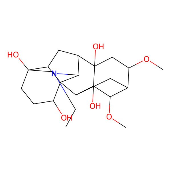 2D Structure of (1R,2S,3S,4S,5R,6S,8S,9S,10R,13S,16S,17S)-11-ethyl-4,6-dimethoxy-11-azahexacyclo[7.7.2.12,5.01,10.03,8.013,17]nonadecane-3,8,13,16-tetrol