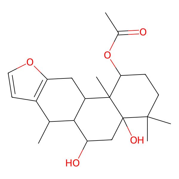 2D Structure of (4a,6-dihydroxy-4,4,7,11b-tetramethyl-2,3,5,6,6a,7,11,11a-octahydro-1H-naphtho[2,1-f][1]benzofuran-1-yl) acetate