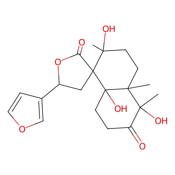 2D Structure of (1R,4aR,5R,5'R,6S,8aS)-5'-(furan-3-yl)-1,4a,6-trihydroxy-1,6,8a-trimethylspiro[3,4,7,8-tetrahydronaphthalene-5,3'-oxolane]-2,2'-dione