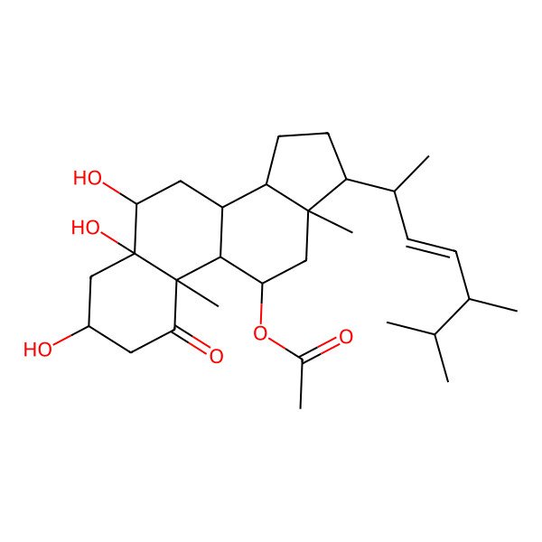 2D Structure of [17-(5,6-dimethylhept-3-en-2-yl)-3,5,6-trihydroxy-10,13-dimethyl-1-oxo-3,4,6,7,8,9,11,12,14,15,16,17-dodecahydro-2H-cyclopenta[a]phenanthren-11-yl] acetate