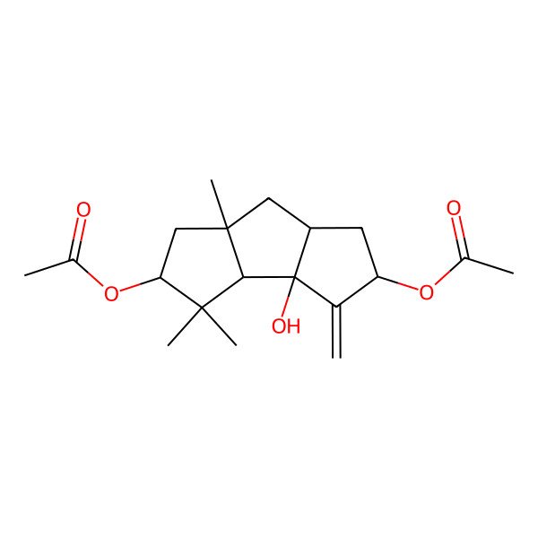 2D Structure of [(2S,3aR,3bR,5S,6aR,7aS)-5-acetyloxy-3a-hydroxy-4,4,6a-trimethyl-3-methylidene-2,3b,5,6,7,7a-hexahydro-1H-cyclopenta[a]pentalen-2-yl] acetate