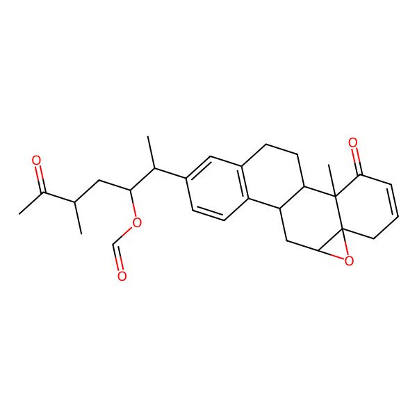 2D Structure of [5-Methyl-2-(2-methyl-3-oxo-8-oxapentacyclo[9.8.0.02,7.07,9.012,17]nonadeca-4,12(17),13,15-tetraen-15-yl)-6-oxoheptan-3-yl] formate