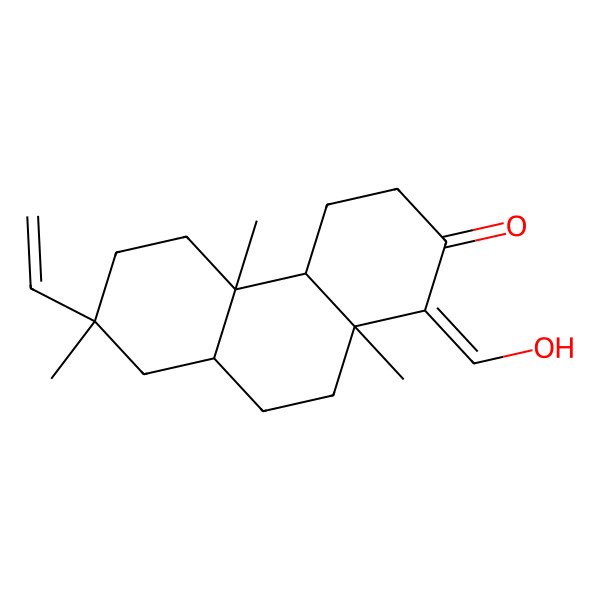 2D Structure of (1E,4aR,4bS,7S,8aS,10aS)-7-ethenyl-1-(hydroxymethylidene)-4b,7,10a-trimethyl-4,4a,5,6,8,8a,9,10-octahydro-3H-phenanthren-2-one