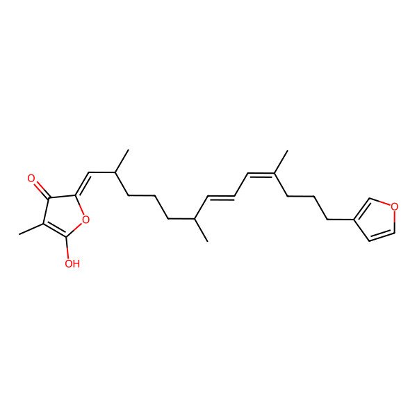 2D Structure of (2E)-2-[(2S,6S,7E,9E)-13-(furan-3-yl)-2,6,10-trimethyltrideca-7,9-dienylidene]-5-hydroxy-4-methylfuran-3-one