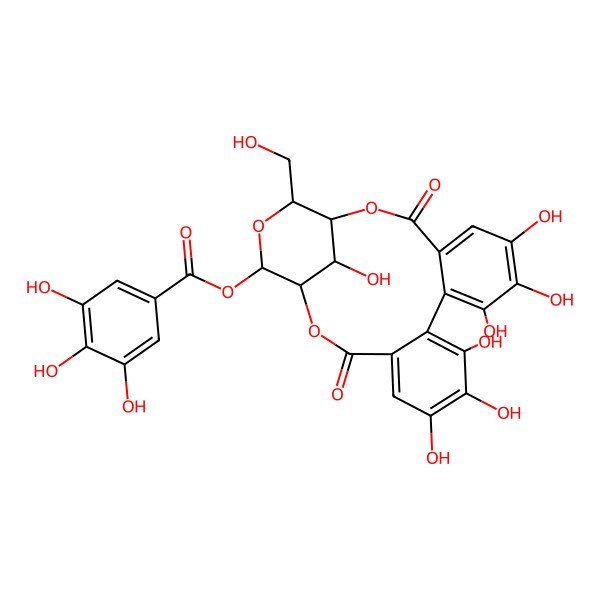 2D Structure of [(1R,18S,19S,21S,22S)-6,7,8,11,12,13,22-heptahydroxy-21-(hydroxymethyl)-3,16-dioxo-2,17,20-trioxatetracyclo[16.3.1.04,9.010,15]docosa-4,6,8,10,12,14-hexaen-19-yl] 3,4,5-trihydroxybenzoate
