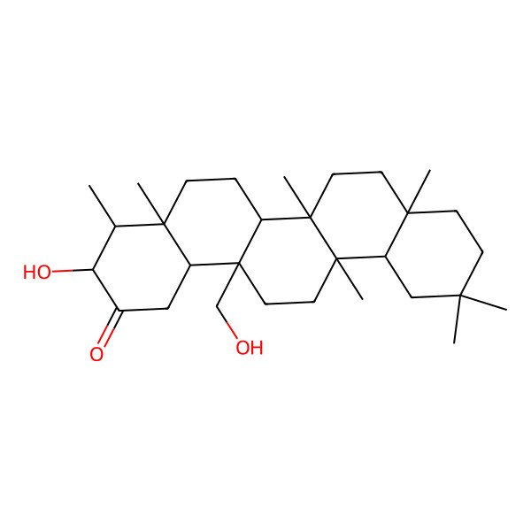 2D Structure of (3S,4R,4aS,6aR,6aS,6bR,8aR,12aR,14aR,14bR)-3-hydroxy-14a-(hydroxymethyl)-4,4a,6a,6b,8a,11,11-heptamethyl-3,4,5,6,6a,7,8,9,10,12,12a,13,14,14b-tetradecahydro-1H-picen-2-one
