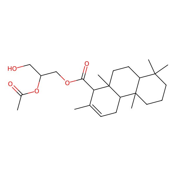 2D Structure of [(2S)-2-acetyloxy-3-hydroxypropyl] (1S,4aS,4bR,8aR,10aS)-2,4b,8,8,10a-pentamethyl-4,4a,5,6,7,8a,9,10-octahydro-1H-phenanthrene-1-carboxylate