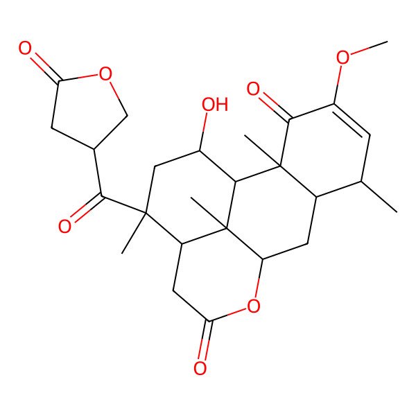 2D Structure of (1S,2S,6S,7S,9R,13R,14R,16R,17S)-16-hydroxy-4-methoxy-2,6,14,17-tetramethyl-14-[(3S)-5-oxooxolane-3-carbonyl]-10-oxatetracyclo[7.7.1.02,7.013,17]heptadec-4-ene-3,11-dione