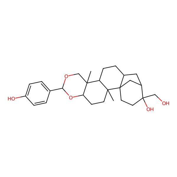 2D Structure of 17-(Hydroxymethyl)-7-(4-hydroxyphenyl)-2,10-dimethyl-6,8-dioxapentacyclo[14.3.1.01,14.02,11.05,10]icosan-17-ol