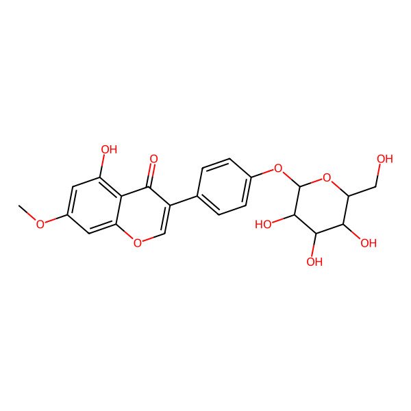 2D Structure of 5-hydroxy-7-methoxy-3-[4-[(2S,3S,4R,5R,6R)-3,4,5-trihydroxy-6-(hydroxymethyl)oxan-2-yl]oxyphenyl]chromen-4-one