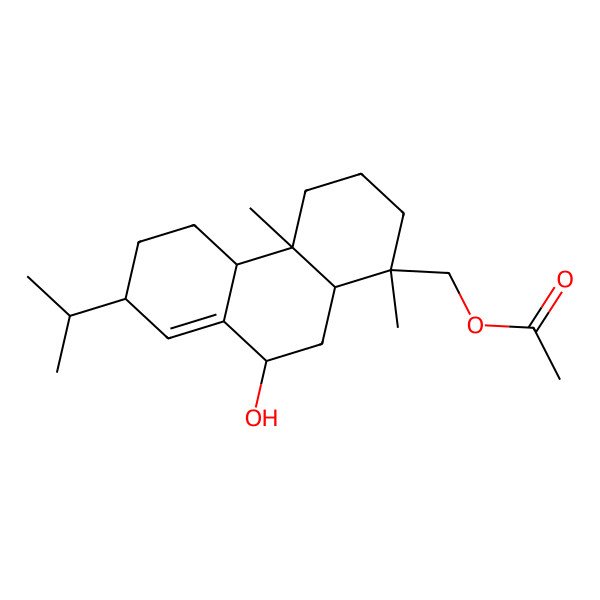 2D Structure of (9-Hydroxy-1,4a-dimethyl-7-propan-2-yl-2,3,4,4b,5,6,7,9,10,10a-decahydrophenanthren-1-yl)methyl acetate