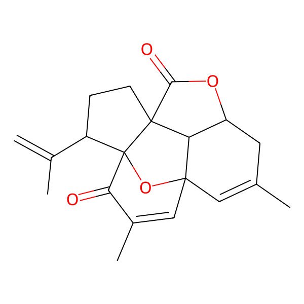2D Structure of 3,14-Dimethyl-6-prop-1-en-2-yl-11,17-dioxapentacyclo[7.6.1.11,5.05,9.012,16]heptadeca-2,14-diene-4,10-dione