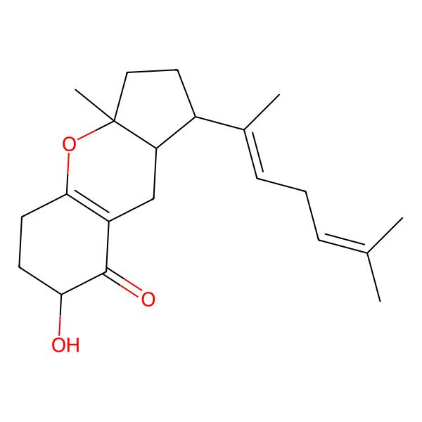 2D Structure of 7-Hydroxy-3a-methyl-1-(6-methylhepta-2,5-dien-2-yl)-1,2,3,5,6,7,9,9a-octahydrocyclopenta[b]chromen-8-one