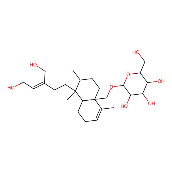 2D Structure of (2R,3R,4S,5S,6R)-2-[[(4aS,7R,8S,8aR)-8-[(Z)-5-hydroxy-3-(hydroxymethyl)pent-3-enyl]-4,7,8-trimethyl-1,2,5,6,7,8a-hexahydronaphthalen-4a-yl]methoxy]-6-(hydroxymethyl)oxane-3,4,5-triol