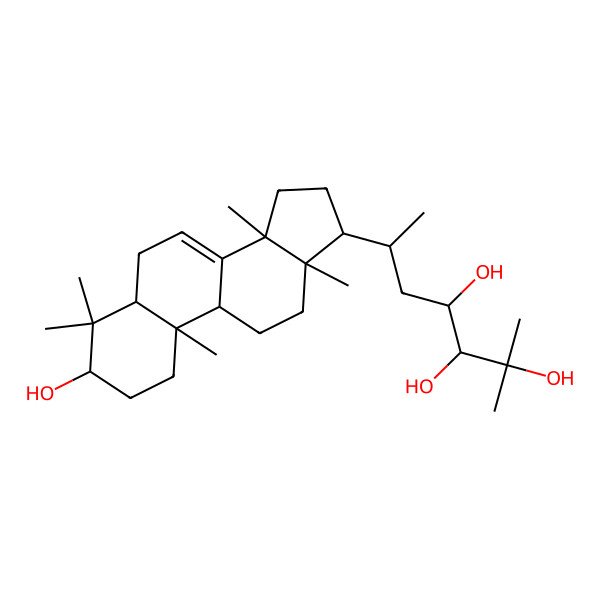 2D Structure of 6-(3-hydroxy-4,4,10,13,14-pentamethyl-2,3,5,6,9,11,12,15,16,17-decahydro-1H-cyclopenta[a]phenanthren-17-yl)-2-methylheptane-2,3,4-triol