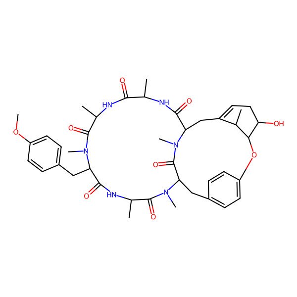 2D Structure of (1S,4R,7S,10S,13S,16S,23S,24R,31S)-24-hydroxy-10-[(4-methoxyphenyl)methyl]-4,7,9,13,15,29,31-heptamethyl-22-oxa-3,6,9,12,15,29-hexazatetracyclo[14.12.2.218,21.123,27]tritriaconta-18,20,26,32-tetraene-2,5,8,11,14,30-hexone