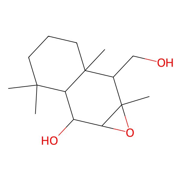 2D Structure of (1aS,2S,2aR,6aS,7S,7aR)-7-(hydroxymethyl)-3,3,6a,7a-tetramethyl-2,2a,4,5,6,7-hexahydro-1aH-naphtho[2,3-b]oxiren-2-ol