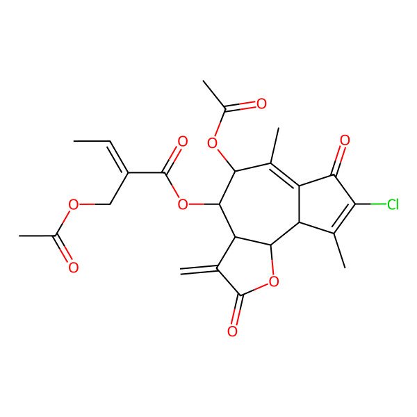 2D Structure of [(3aS,4S,5R,9aR,9bR)-5-acetyloxy-8-chloro-6,9-dimethyl-3-methylidene-2,7-dioxo-4,5,9a,9b-tetrahydro-3aH-azuleno[4,5-b]furan-4-yl] (E)-2-(acetyloxymethyl)but-2-enoate