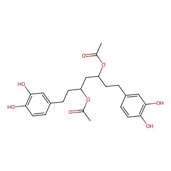 2D Structure of 4,4'-[3,5-Bis(acetyloxy)-1,7-heptanediyl]bis[1,2-benzenediol]