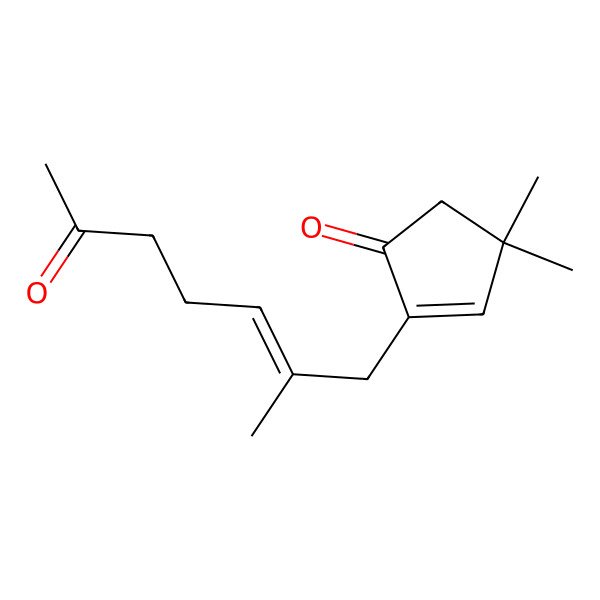 2D Structure of 4,4-dimethyl-2-[(Z)-2-methyl-6-oxohept-2-enyl]cyclopent-2-en-1-one