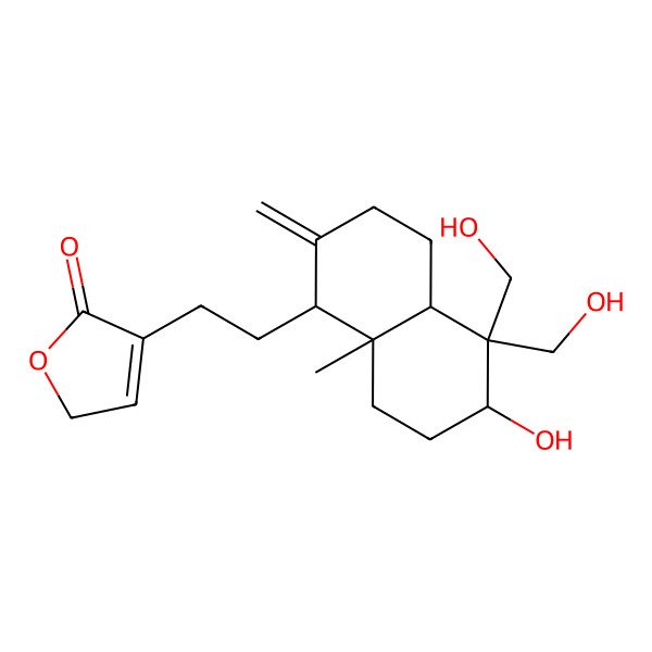 2D Structure of 4-[2-[(1R,4aR,6R,8aS)-6-hydroxy-5,5-bis(hydroxymethyl)-8a-methyl-2-methylidene-3,4,4a,6,7,8-hexahydro-1H-naphthalen-1-yl]ethyl]-2H-furan-5-one