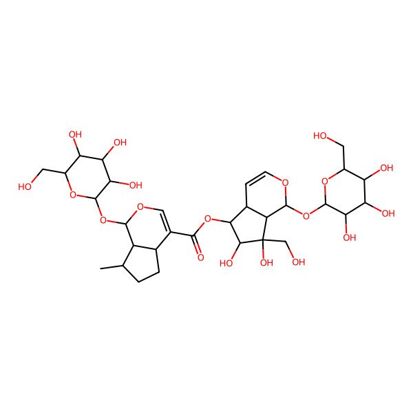 2D Structure of [(1S,4aR,5S,6R,7S,7aS)-6,7-dihydroxy-7-(hydroxymethyl)-1-[(2S,3R,4S,5S,6R)-3,4,5-trihydroxy-6-(hydroxymethyl)oxan-2-yl]oxy-4a,5,6,7a-tetrahydro-1H-cyclopenta[c]pyran-5-yl] (1S,4aS,7R,7aR)-7-methyl-1-[(2S,3R,4S,5S,6R)-3,4,5-trihydroxy-6-(hydroxymethyl)oxan-2-yl]oxy-1,4a,5,6,7,7a-hexahydrocyclopenta[c]pyran-4-carboxylate