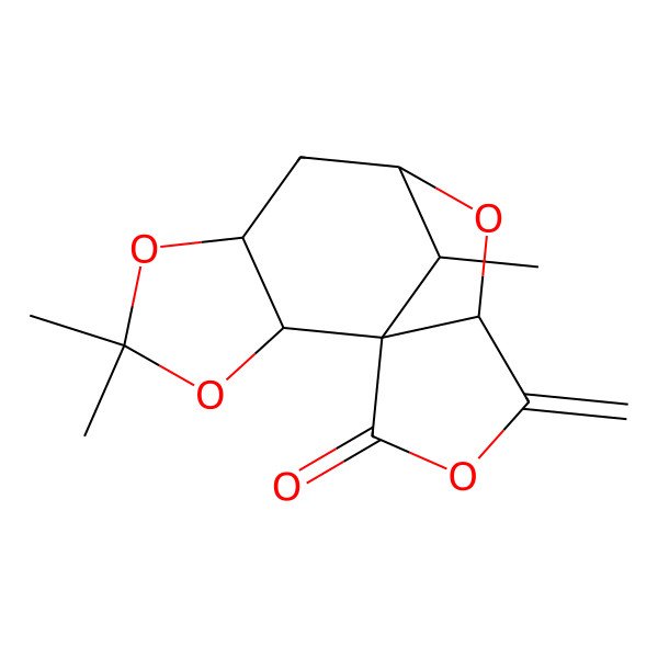 2D Structure of 4,4,14-Trimethyl-11-methylidene-3,5,9,12-tetraoxatetracyclo[6.5.1.01,10.02,6]tetradecan-13-one