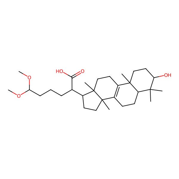 2D Structure of 4,4,14alpha-Trimethyl-24-oxo-5alpha-chol-8-en-12-oic acid dimethylacetal