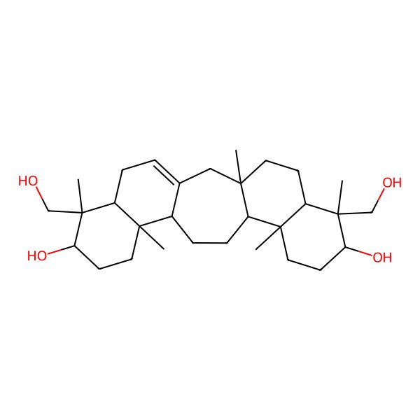 2D Structure of 7,20-Bis(hydroxymethyl)-3,7,11,16,20-pentamethylpentacyclo[13.8.0.03,12.06,11.016,21]tricos-1(23)-ene-8,19-diol