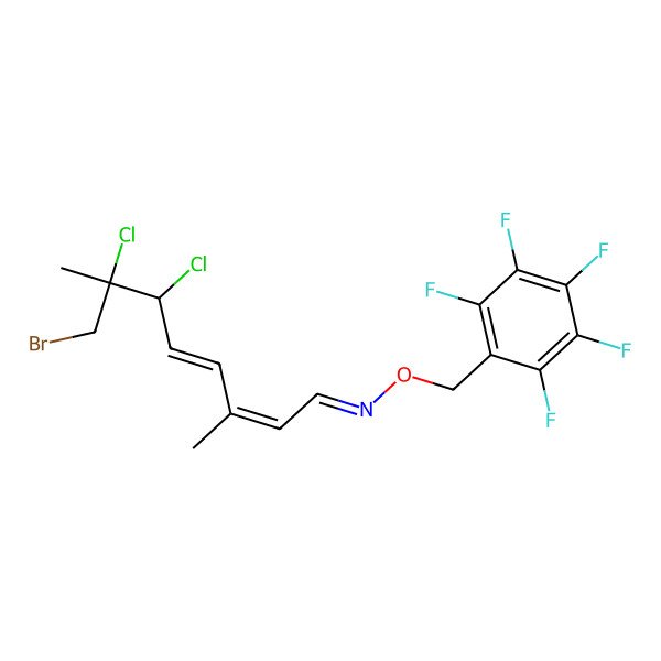 2D Structure of (E,2E,4E)-8-bromo-6,7-dichloro-3,7-dimethyl-N-[(2,3,4,5,6-pentafluorophenyl)methoxy]octa-2,4-dien-1-imine