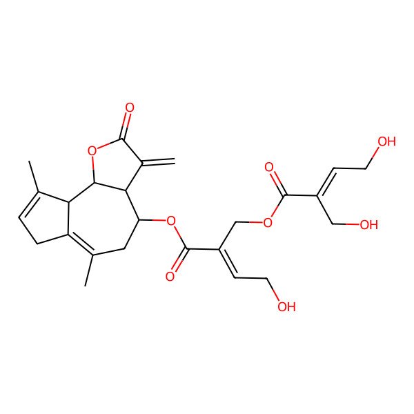 2D Structure of (3aR)-3a,4,5,7,9abeta,9balpha-Hexahydro-6,9-dimethyl-3-methylene-4alpha-[(E)-4-hydroxy-2-[[(E)-2-(hydroxymethyl)-4-hydroxy-2-butenoyloxy]methyl]-2-butenoyloxy]azuleno[4,5-b]furan-2(3H)-one