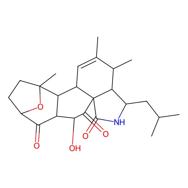 2D Structure of 13-Hydroxy-1,5,6-trimethyl-8-(2-methylpropyl)-19-oxa-9-azapentacyclo[14.2.1.02,14.03,11.07,11]nonadec-4-ene-10,12,15-trione