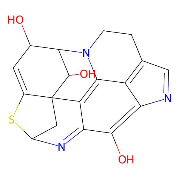 2D Structure of (1S,14S,18R,20R)-15-thia-4,9,13-triazaheptacyclo[12.6.1.13,7.01,16.02,12.04,19.010,22]docosa-2,7(22),8,10,12,16-hexaene-11,18,20-triol