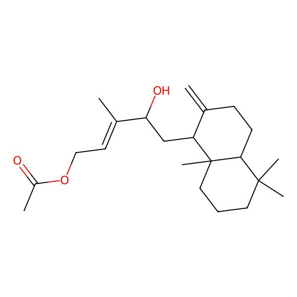 2D Structure of [5-(5,5,8a-trimethyl-2-methylidene-3,4,4a,6,7,8-hexahydro-1H-naphthalen-1-yl)-4-hydroxy-3-methylpent-2-enyl] acetate