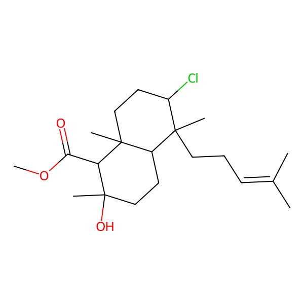 2D Structure of methyl 6-chloro-2-hydroxy-2,5,8a-trimethyl-5-(4-methylpent-3-enyl)-3,4,4a,6,7,8-hexahydro-1H-naphthalene-1-carboxylate