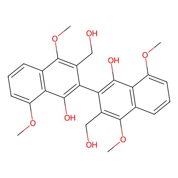 2D Structure of 2-[1-Hydroxy-3-(hydroxymethyl)-4,8-dimethoxynaphthalen-2-yl]-3-(hydroxymethyl)-4,8-dimethoxynaphthalen-1-ol