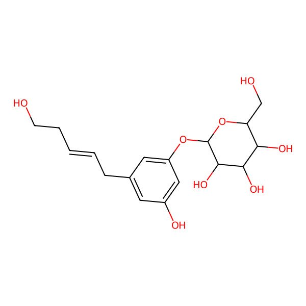 2D Structure of (2S,3R,4S,5S,6R)-2-[3-hydroxy-5-[(Z)-5-hydroxypent-2-enyl]phenoxy]-6-(hydroxymethyl)oxane-3,4,5-triol