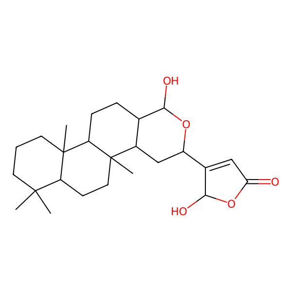 2D Structure of 3-[(3R,4aR,4bS,10aS,10bS,12aS)-1-hydroxy-4b,7,7,10a-tetramethyl-1,3,4,4a,5,6,6a,8,9,10,10b,11,12,12a-tetradecahydronaphtho[2,1-f]isochromen-3-yl]-2-hydroxy-2H-furan-5-one