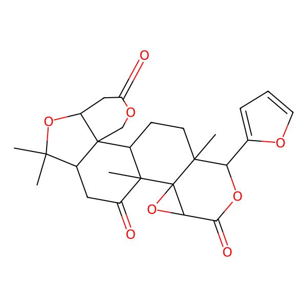 2D Structure of 19-(Furan-2-yl)-9,9,13,20-tetramethyl-4,8,15,18-tetraoxahexacyclo[11.9.0.02,7.02,10.014,16.014,20]docosane-5,12,17-trione