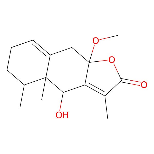2D Structure of (4S,4aR,5S,9aR)-4-hydroxy-9a-methoxy-3,4a,5-trimethyl-5,6,7,9-tetrahydro-4H-benzo[f][1]benzofuran-2-one