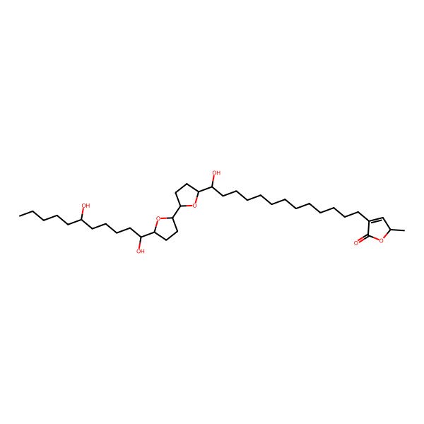 2D Structure of (2R)-4-[(13R)-13-[(2R,5R)-5-[(2R,5R)-5-[(1S,6R)-1,6-dihydroxyundecyl]oxolan-2-yl]oxolan-2-yl]-13-hydroxytridecyl]-2-methyl-2H-furan-5-one