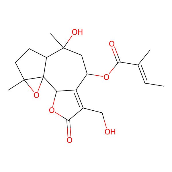 2D Structure of [(1S,2S,7S,9R,10S,13S)-9-hydroxy-5-(hydroxymethyl)-9,13-dimethyl-4-oxo-3,14-dioxatetracyclo[8.4.0.01,13.02,6]tetradec-5-en-7-yl] (E)-2-methylbut-2-enoate