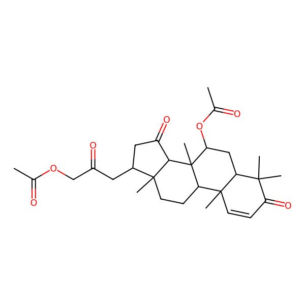 2D Structure of [3-(7-acetyloxy-4,4,8,10,13-pentamethyl-3,15-dioxo-6,7,9,11,12,14,16,17-octahydro-5H-cyclopenta[a]phenanthren-17-yl)-2-oxopropyl] acetate