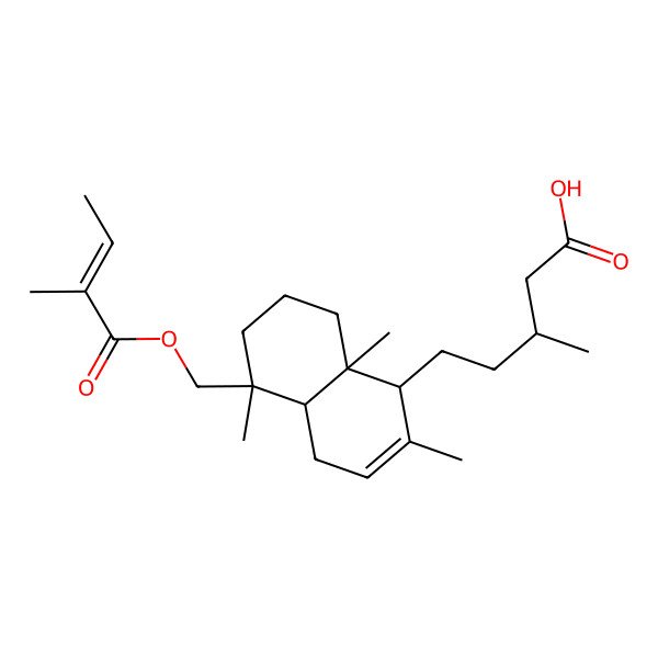 2D Structure of (3S)-5-[(1S,4aR,5S,8aR)-2,5,8a-trimethyl-5-[[(Z)-2-methylbut-2-enoyl]oxymethyl]-1,4,4a,6,7,8-hexahydronaphthalen-1-yl]-3-methylpentanoic acid